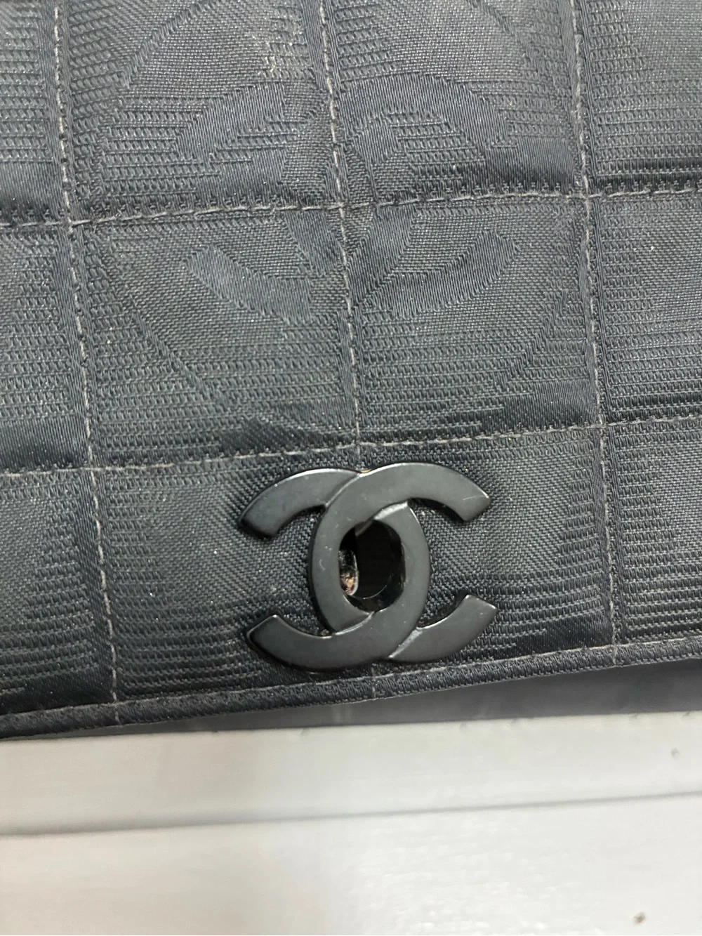 Authentic Chanel Y2K New Travel Nylon East West Flap Bag with Chain Handle